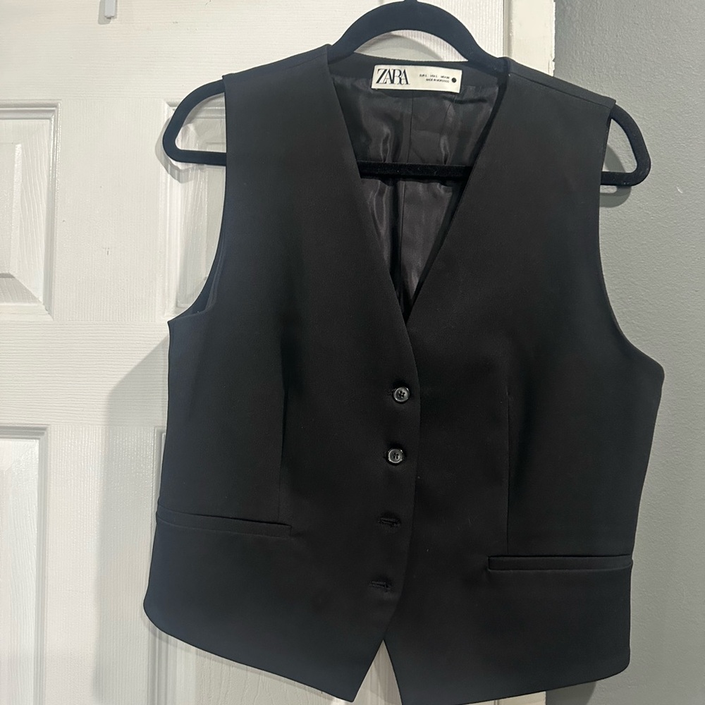 Zara Black Vest Tailored Sleeveless Waistcoat